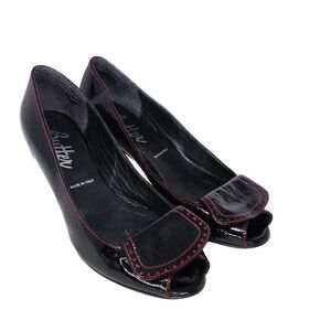 BUTTER Black Patent Leather Kitten Heels, Size 7B